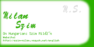 milan szim business card